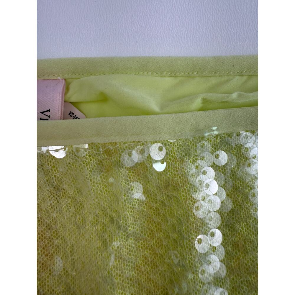 Victoria's Secret Sequin Neon Yellow Mini Skirt w/Built-in Panties Size L - Picture 3 of 8